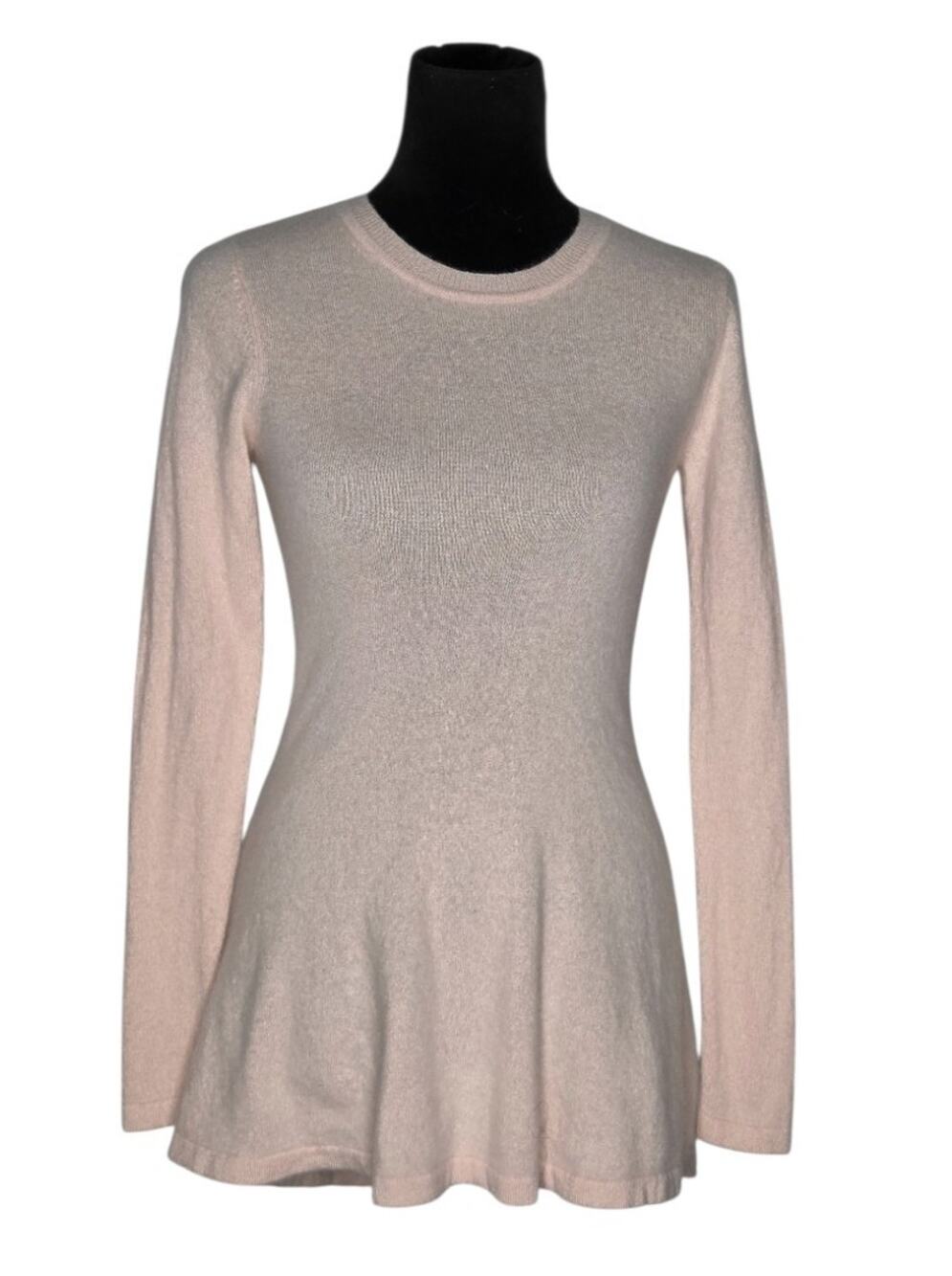Isaac Mizrahi Live 100% Cashmere Baby Pink Peplum Tunic Sweater XXS